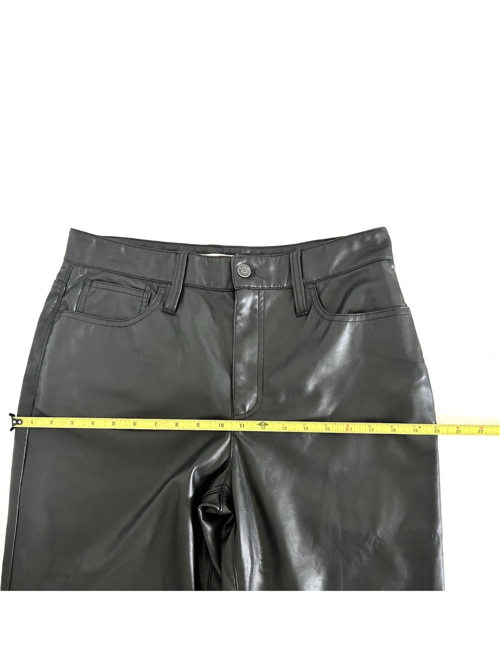 Madewell | The Perfect Vintage Straight Jeans Womens Size 30P Black Faux Leather - Picture 11 of 15